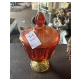 LE Smith Amberina flame compote candy dish