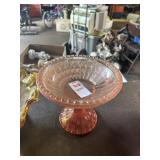 Pink Depression Glass Pedestal Bowl