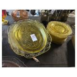 Yellow Amber Depression Glass Set