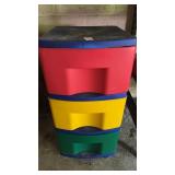 Plastic children storage container on wheels