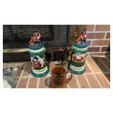 2 vintage ceramic handmade beer steins and mug