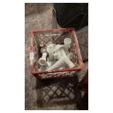 Crate of Milk Glass Vases