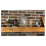 Clear Glass Cookie Jar and assorted beer glasses
