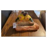 Vintage ceramic planter featuring two lovebirds