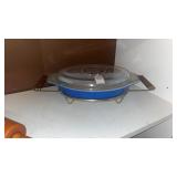 vintage Pyrex Royal Blue divided casserole dish