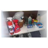Shelf lot of Cleaning supplies