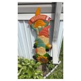 Welcome Gnome Metal Garden Sign