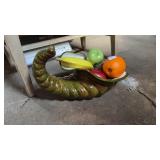 Glass cornucopia fruit bowl