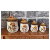 4 Pc Vintage Sears Merry Mushroom Canister Set