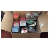 Box of Assorted Advertisement Tins