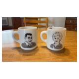 Vintage Milk Glass Mom & Dad Coffee Mugs