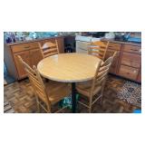 5 Pc Wooden Round Kitchen Table W 4 Chairs