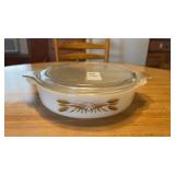 Fire King Anchor Hocking Wheat Round Covered