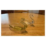 Vintage MCM Viking Glass Green and Clear Swan