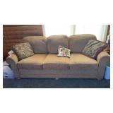 Smith Brothers Tan Couch W Accent Pillows