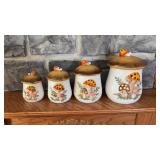 4 Pc Vintage Sears Merry Mushroom Canister Set