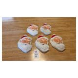 Lot of 5 VTG Flat Plastic Cake Topper Santa Claus