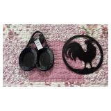 Cast Iron Rooster Spoon Rest and Trivet