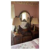 Vintage Wooden Vanity Dresser & Chair