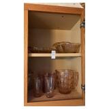 Pink Depression Glass Pitcher, Dishes and Glasses