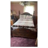 Full Size Wooden Post Bed NO BEDDING