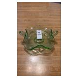 Vintage Depression Uranium Glass 2 Handle Bon Bon