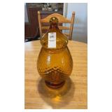 Vintage Italian Empoli Glass Amber Apothecary Jar
