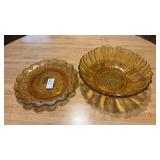 Amber Colored Bowl and Plate