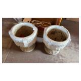 Two Cement Flower Planters