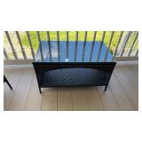 Glass Top Woven Patio Coffee Table