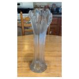 Vintage Clear Art Swung Vase 12 Inch Rippled