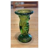 Fenton Green Art Glass Torch Bud Posey 4" Hand