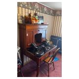 Vintage Wooden Secretary Desk W Chair
