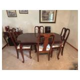 Wooden Dining Room Table W Leaf and 4 Chairs
