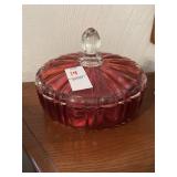 Vintage cranberry candy dish