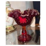 Fenton red hobnail glass