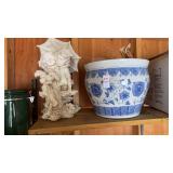 Vintage porcelain fishbowl planter and Young