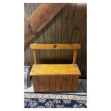 Wooden Heart Bench Storage Chest