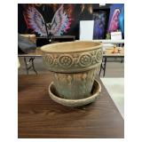 Vintage Brushware flower pot nice green