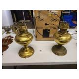 2 brass oil lamps
