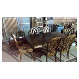 Wood Dining Table w 6 chairs and leaf