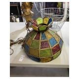 Leaded glass hanging light 12in. Round