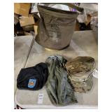 Military water bag & hats