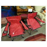 2 red camping chairs