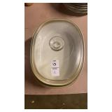 French White,  lidded Corningware  oval bakeware