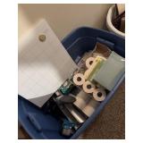 Lot of office supplies, calendar, paper rolls,