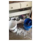 Lot of buckets, tools, etc