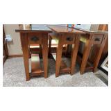 Mission style console tables with pull drawer