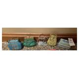 Set of vintage miniature handbag figurines by