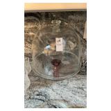Vintage Glass Cake Pedestal with Bell Cloche